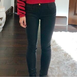 Frame Denim black wax coated skinny jeans